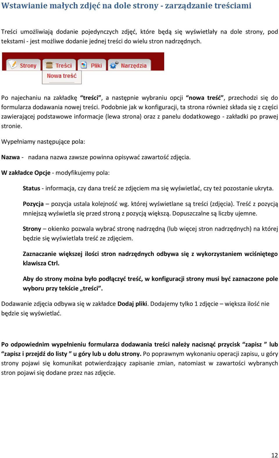 Podobnie jak w konfiguracji, ta strona również składa się z części zawierającej podstawowe informacje (lewa strona) oraz z panelu dodatkowego - zakładki po prawej stronie.