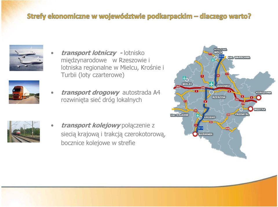 drogowy autostrada A4 rozwinięta sieć dróg lokalnych transport kolejowy