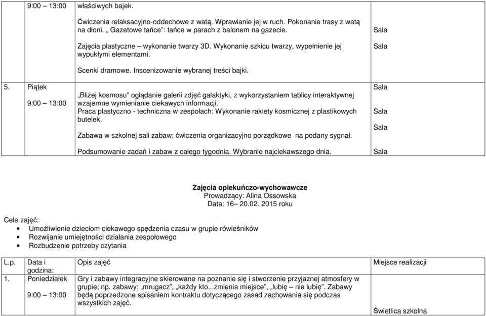 BliŜej kosmosu oglądanie galerii zdjęć galaktyki, z wykorzystaniem tablicy interaktywnej wzajemne wymienianie ciekawych informacji.