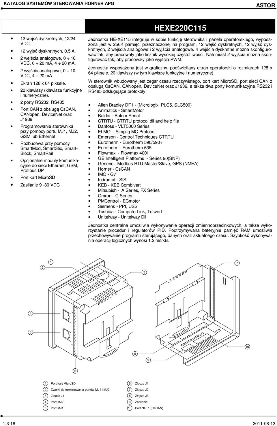 2 porty RS232, RS485 Port CAN z obsługą CsCAN, CANopen, DeviceNet oraz J1939 Programowanie sterownika przy pomocy portu MJ1, MJ2, GSM lub Ethernet Rozbudowa przy pomocy SmartMod, SmartStix, Smart-