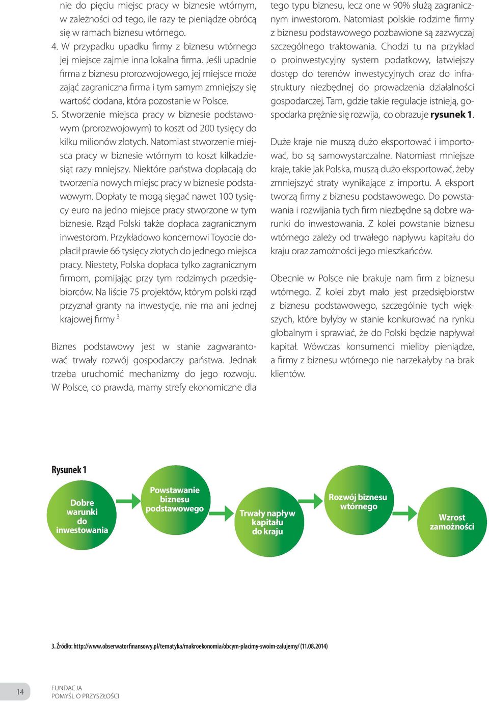 Jeśli upadnie firma z biznesu prorozwojowego, jej miejsce może zająć zagraniczna firma i tym samym zmniejszy się wartość dodana, która pozostanie w Polsce. 5.