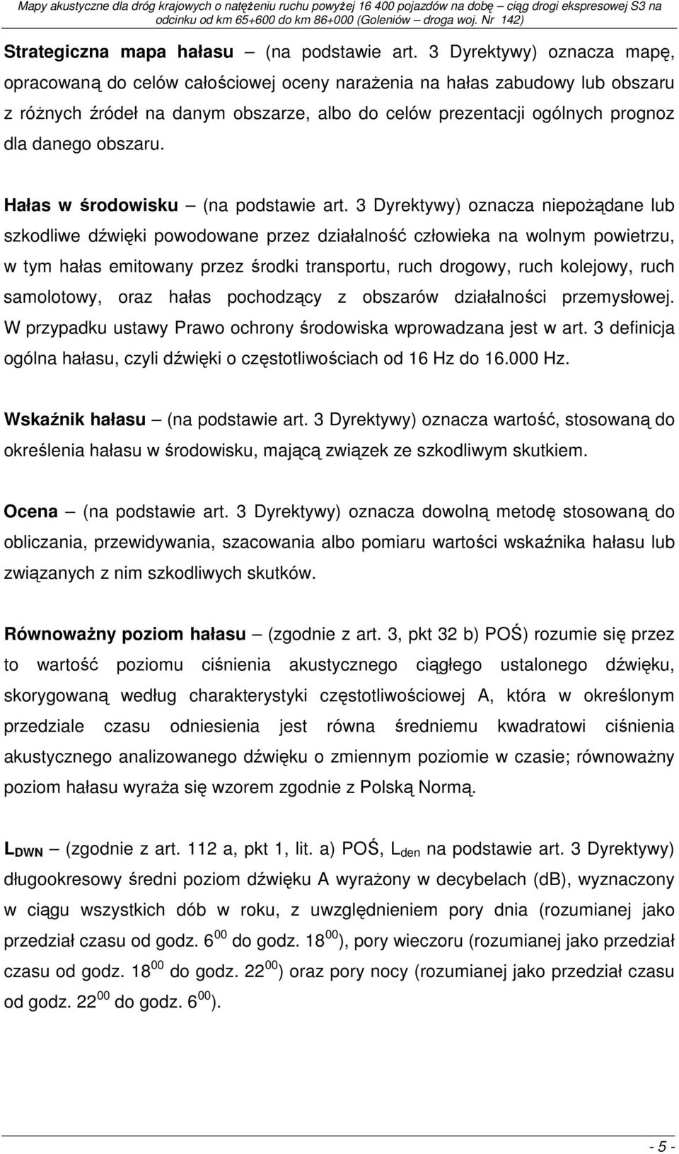 obszaru. Hałas w środowisku (na podstawie art.