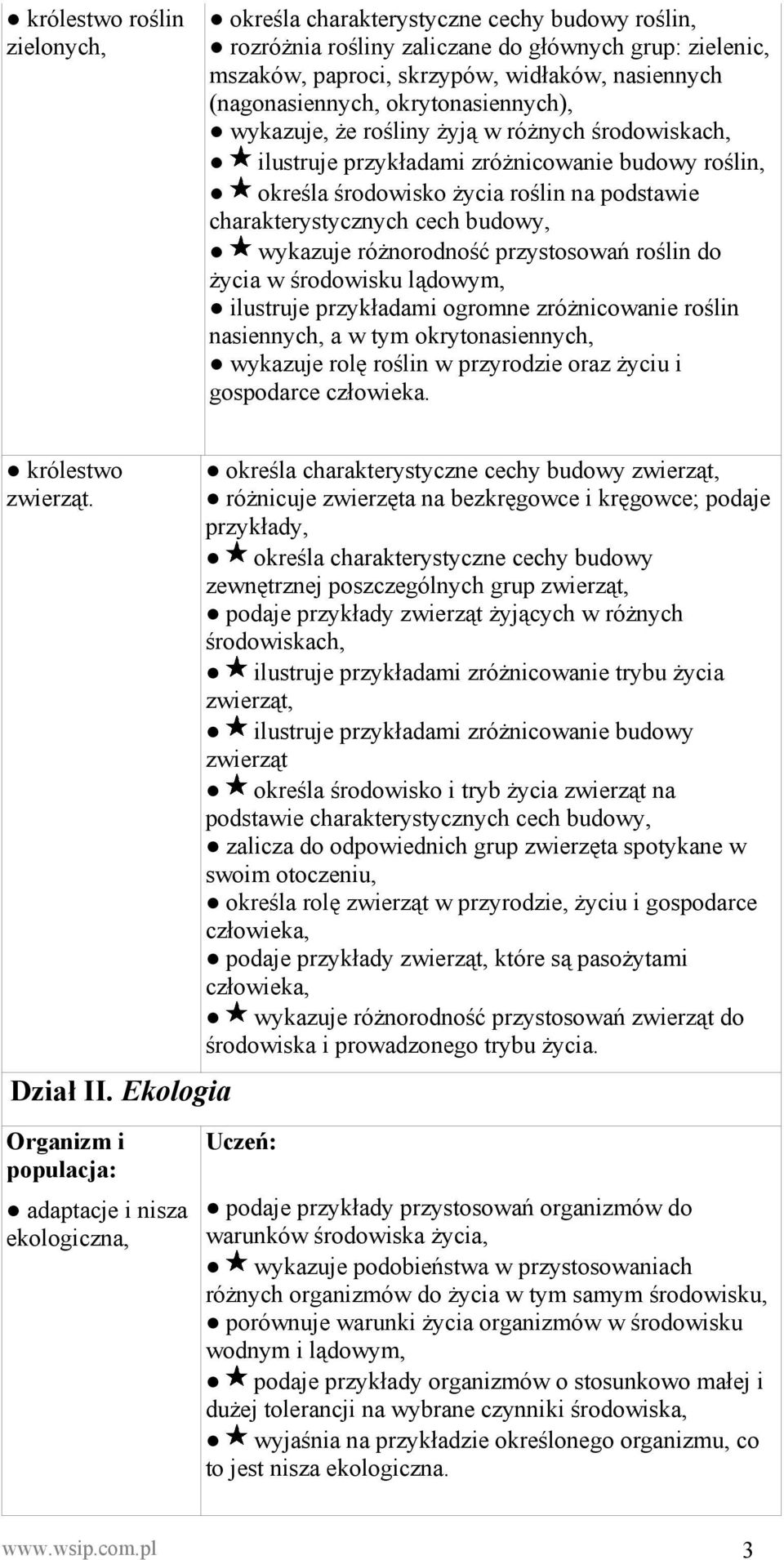 wykazuje różnorodność przystosowań roślin do życia w środowisku lądowym, ilustruje przykładami ogromne zróżnicowanie roślin nasiennych, a w tym okrytonasiennych, wykazuje rolę roślin w przyrodzie