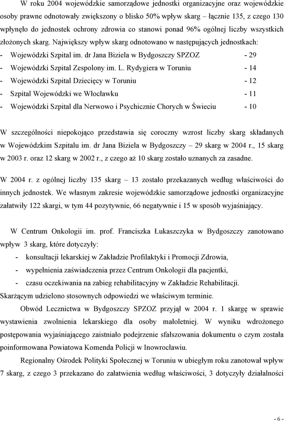 dr Jana Biziela w Bydgoszczy SPZOZ - 29 - Wojewódzki Szpital Zespolony im. L.