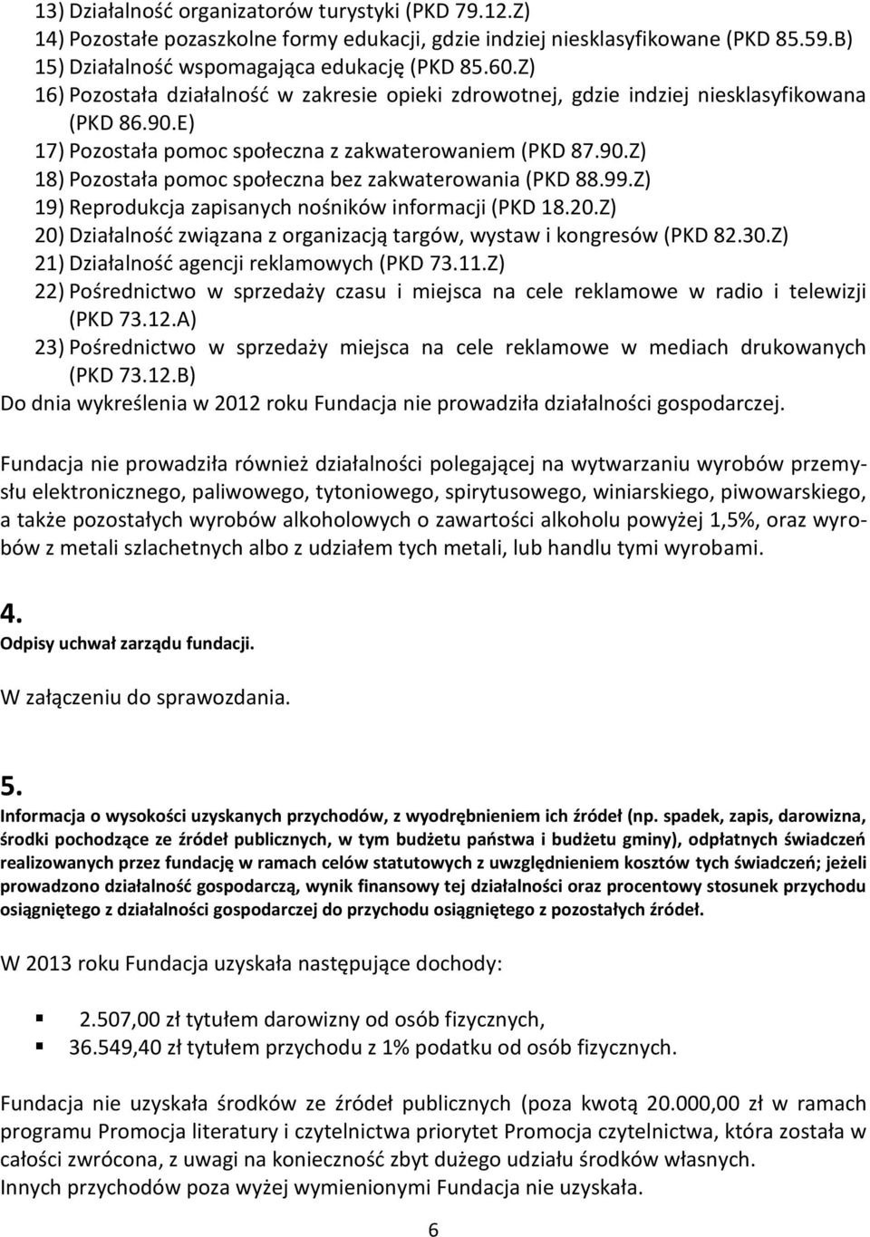 99.Z) 19) Reprodukcja zapisanych nośników informacji (PKD 18.20.Z) 20) Działalność związana z organizacją targów, wystaw i kongresów (PKD 82.30.Z) 21) Działalność agencji reklamowych (PKD 73.11.