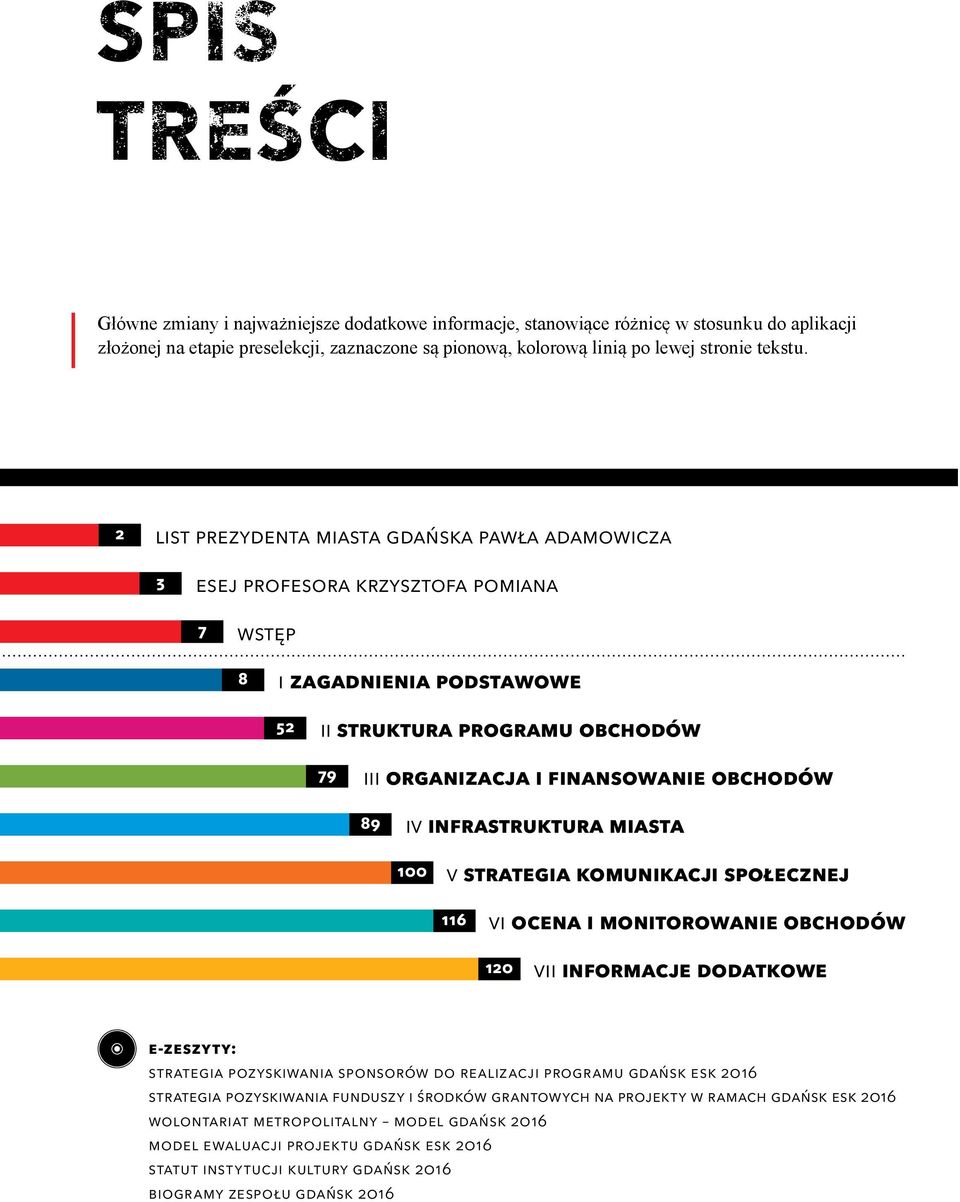 2 list prezydenta miasta gdańska pawła adamowicza 3 Esej Profesora Krzysztofa Pomiana 7 wstęp 8 I ZAGADNIENIA PODSTAWOWE 52 II STRUKTURA PROGRAMU OBCHODÓW 79 III ORGANIZACJA I FINANSOWANIE OBCHODÓW