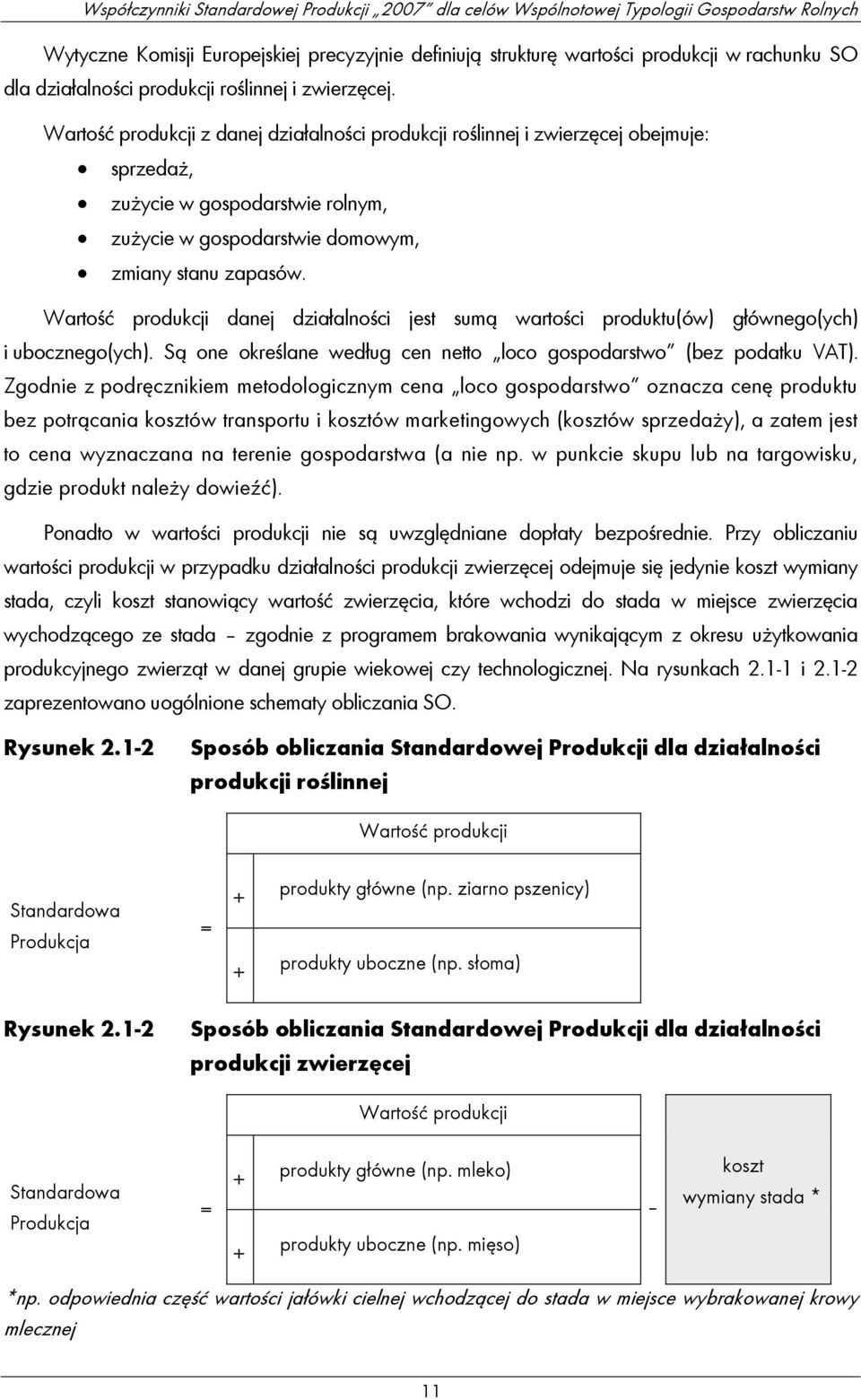 Wartość produkcji danej działalności jest sumą wartości produktu(ów) głównego(ych) i ubocznego(ych). Są one określane według cen netto loco gospodarstwo (bez podatku VAT).