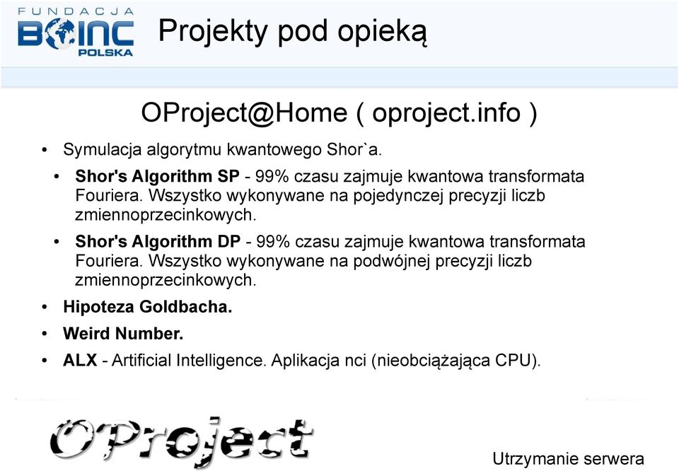 Wszystko wykonywane na pojedynczej precyzji liczb zmiennoprzecinkowych.