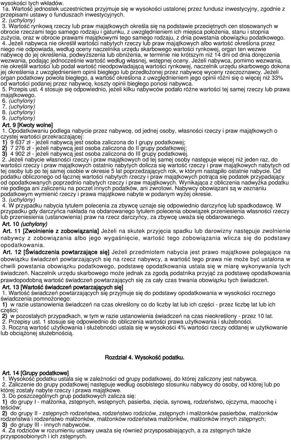 stopnia zużycia, oraz w obrocie prawami majątkowymi tego samego rodzaju, z dnia powstania obowiązku podatkowego. 4.