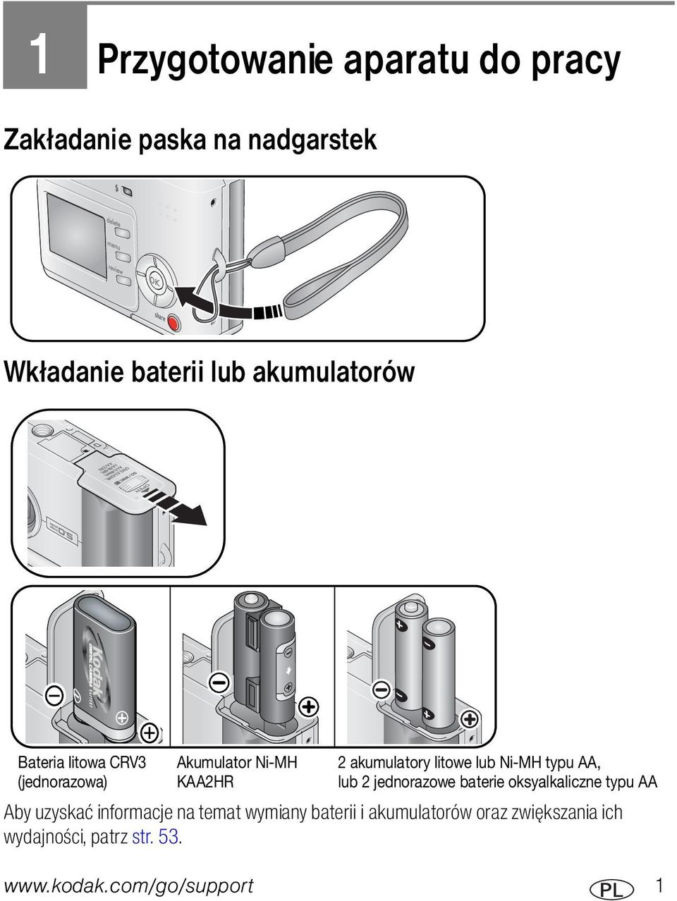 Ni-MH typu AA, lub 2 jednorazowe baterie oksyalkaliczne typu AA Aby uzyskać informacje na temat