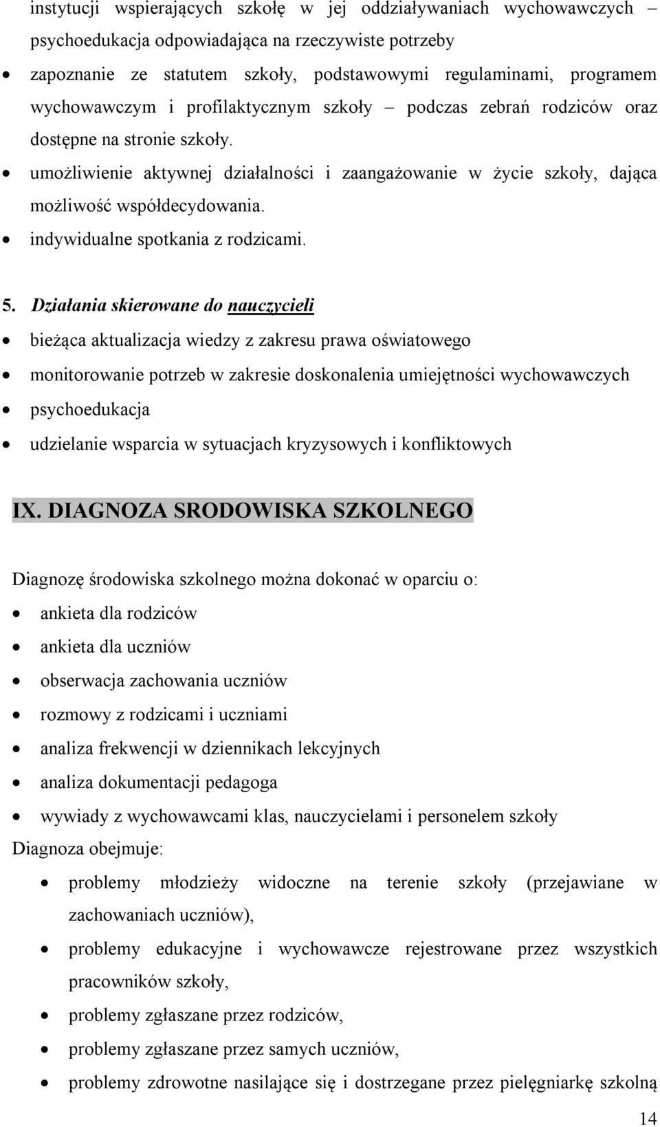 indywidualne spotkania z rodzicami. 5.