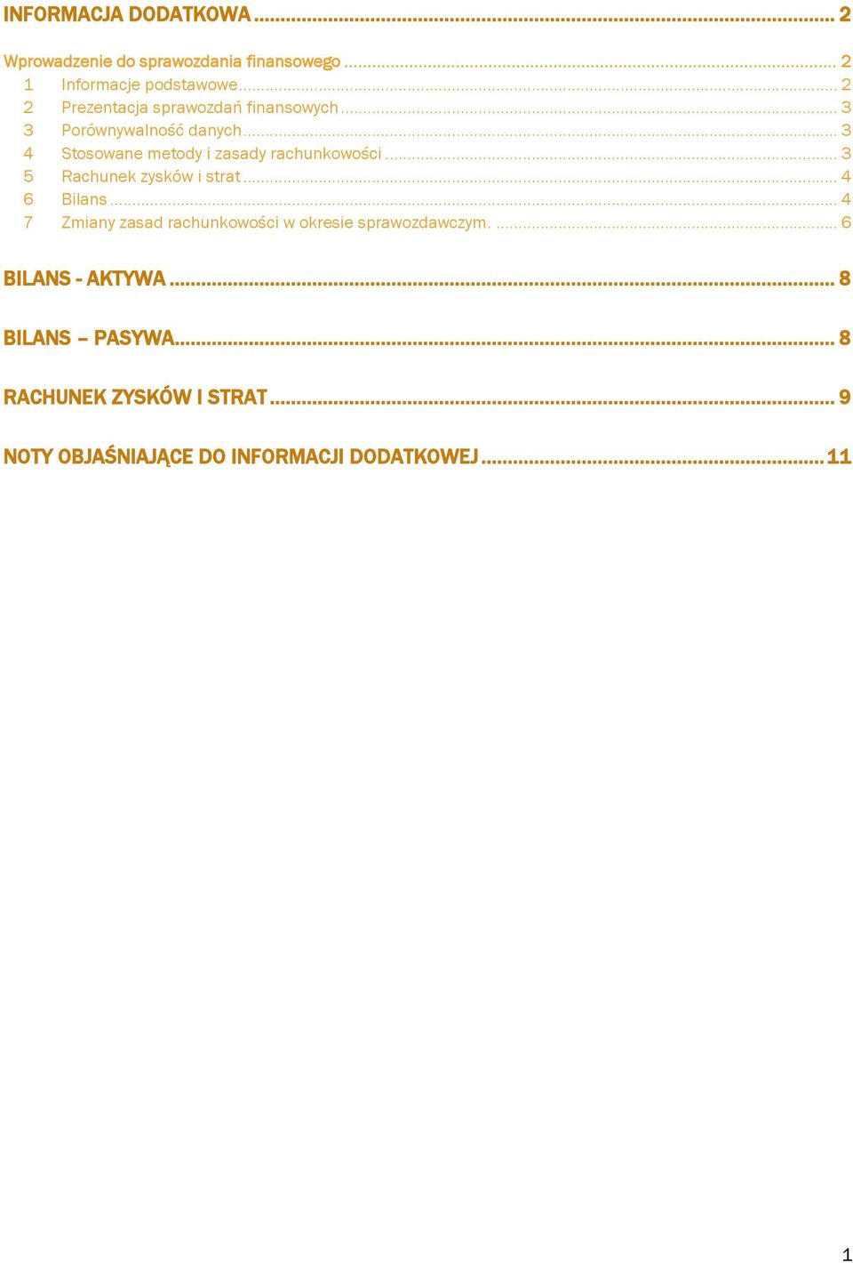 .. 3 4 Stosowane metody i zasady rachunkowości... 3 5 Rachunek zysków i strat... 4 6 Bilans.