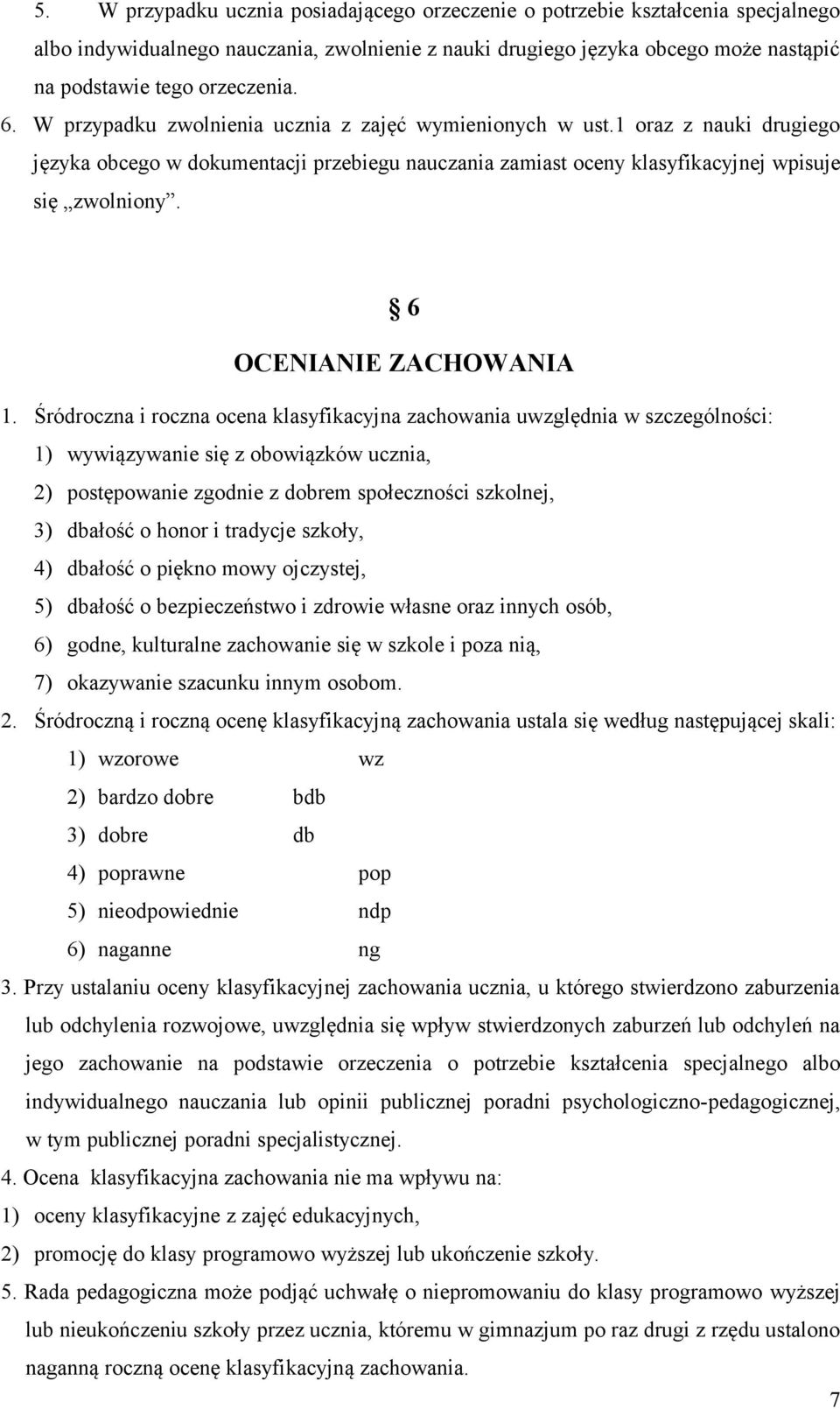 6 OCENIANIE ZACHOWANIA 1.