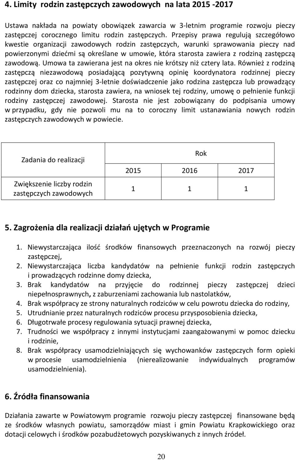 zastępczą zawodową. Umowa ta zawierana jest na okres nie krótszy niż cztery lata.