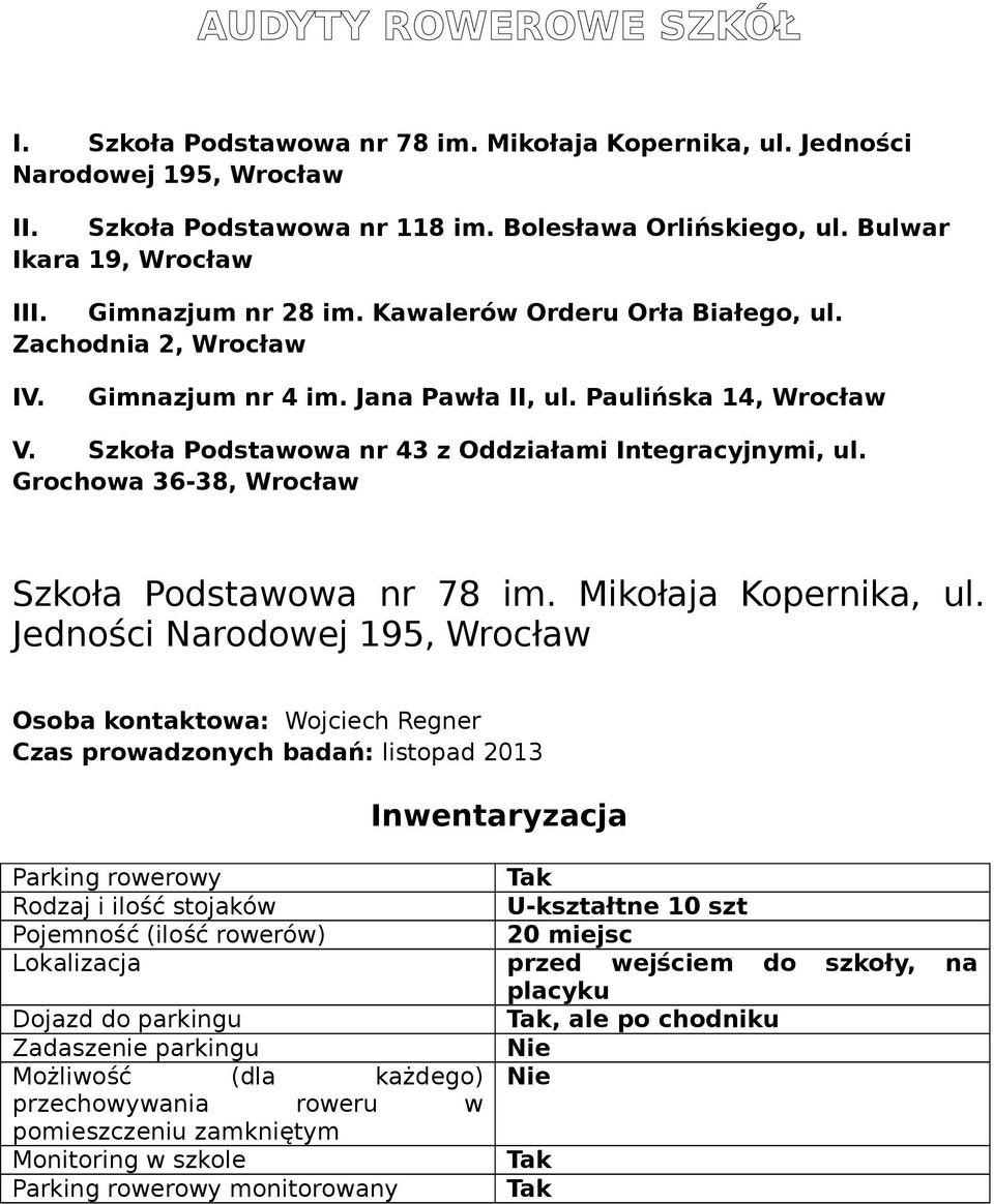 Grochowa 36-38, Wrocław Szkoła Podstawowa nr 78 im. Mikołaja Kopernika, ul.