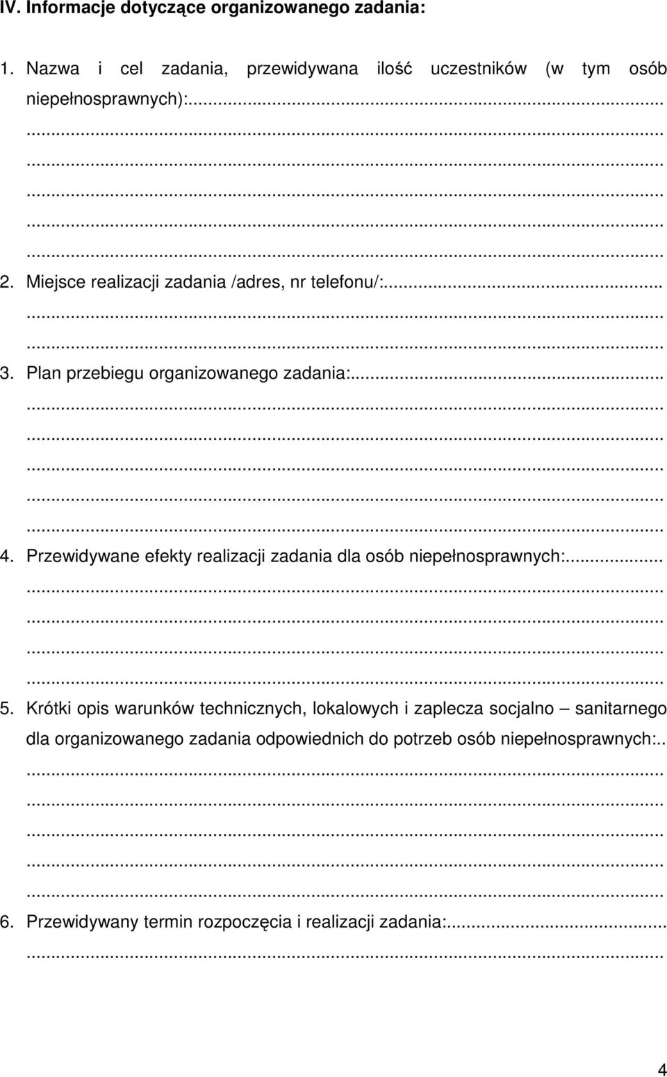 Miejsce realizacji zadania /adres, nr telefonu/:... 3. Plan przebiegu organizowanego zadania:... 4.