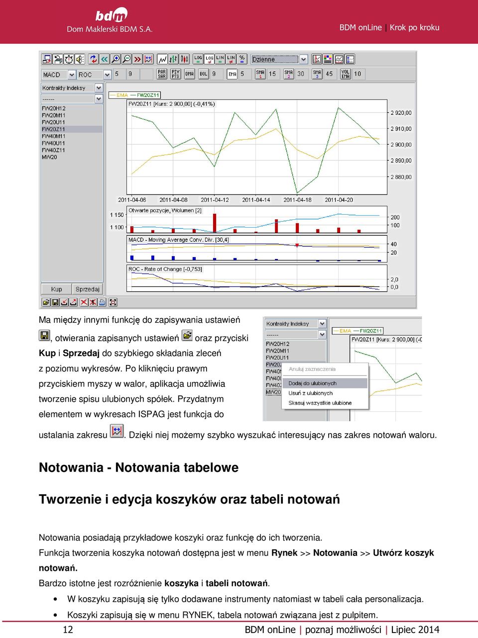 Dzięki niej możemy szybko wyszukać interesujący nas zakres notowań waloru.