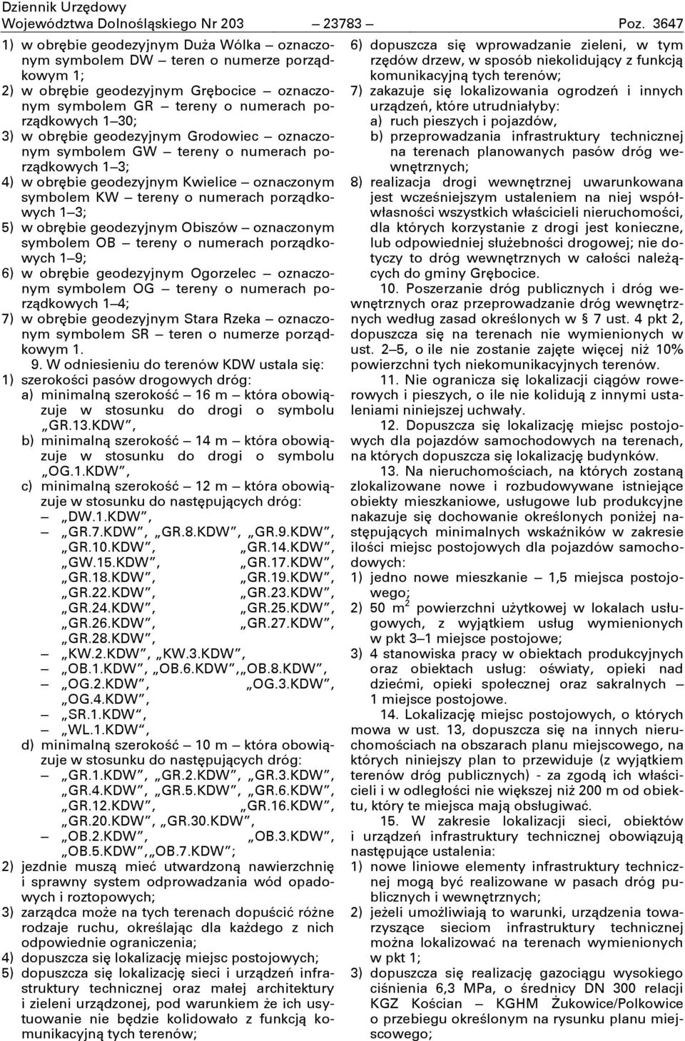 geodezyjnym Grodowiec oznaczonym symbolem GW tereny o numerach porządkowych 1 3; 4) w obrębie geodezyjnym Kwielice oznaczonym symbolem KW tereny o numerach porządkowych 1 3; 5) w obrębie geodezyjnym