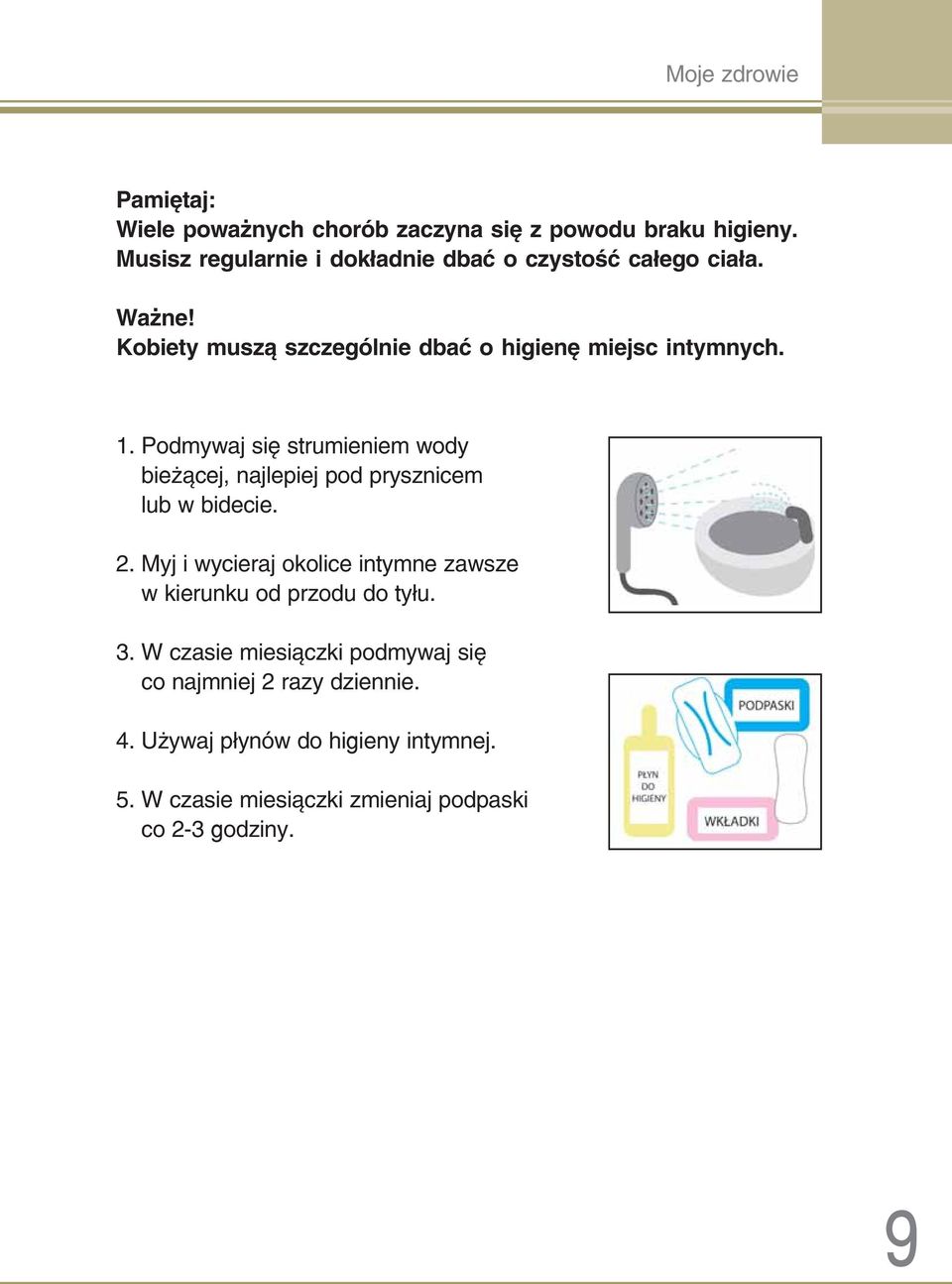 Podmywaj się strumieniem wody bieżącej, najlepiej pod prysznicem lub w bidecie. 2.