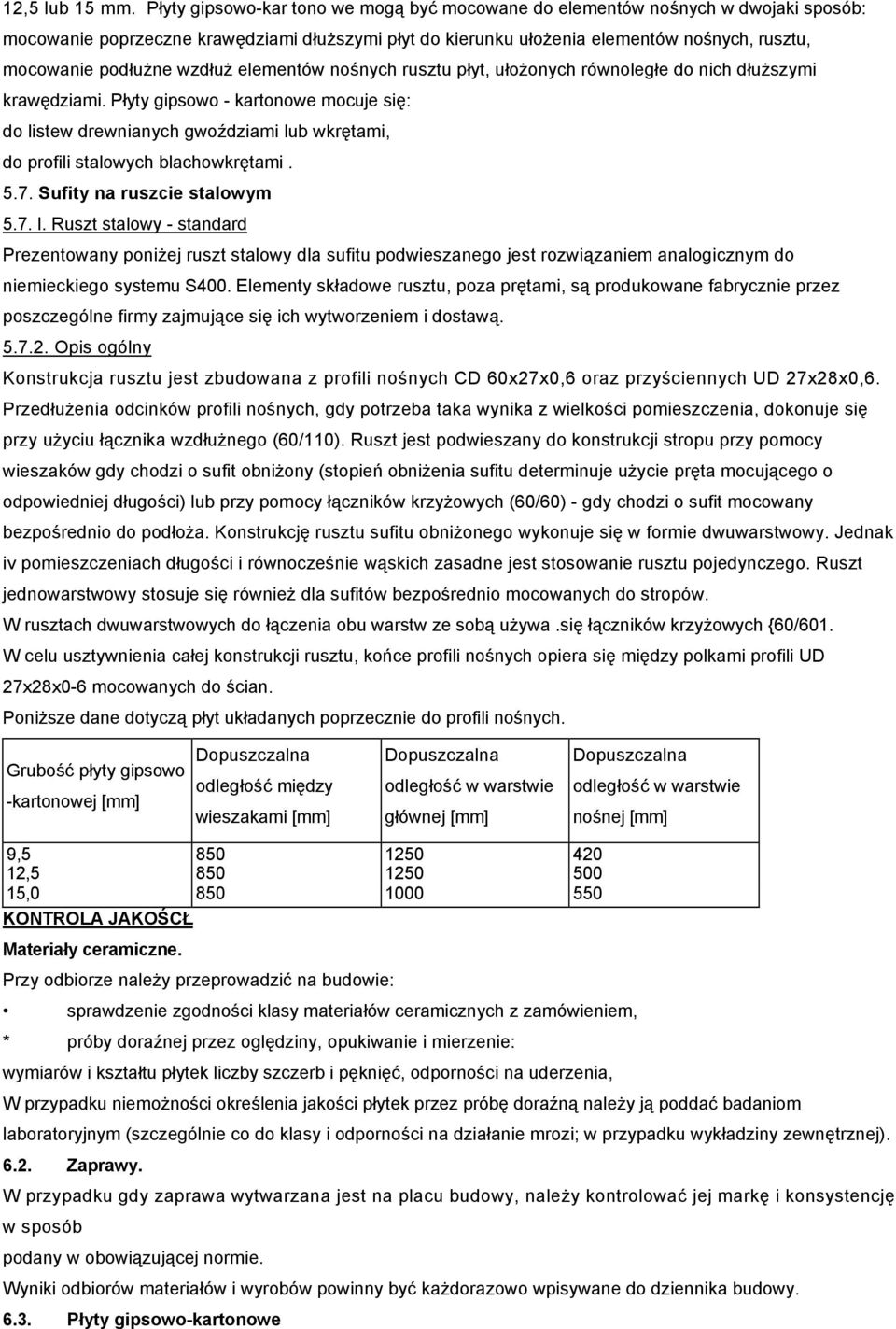 wzdłuż elementów nośnych rusztu płyt, ułożonych równoległe do nich dłuższymi krawędziami.