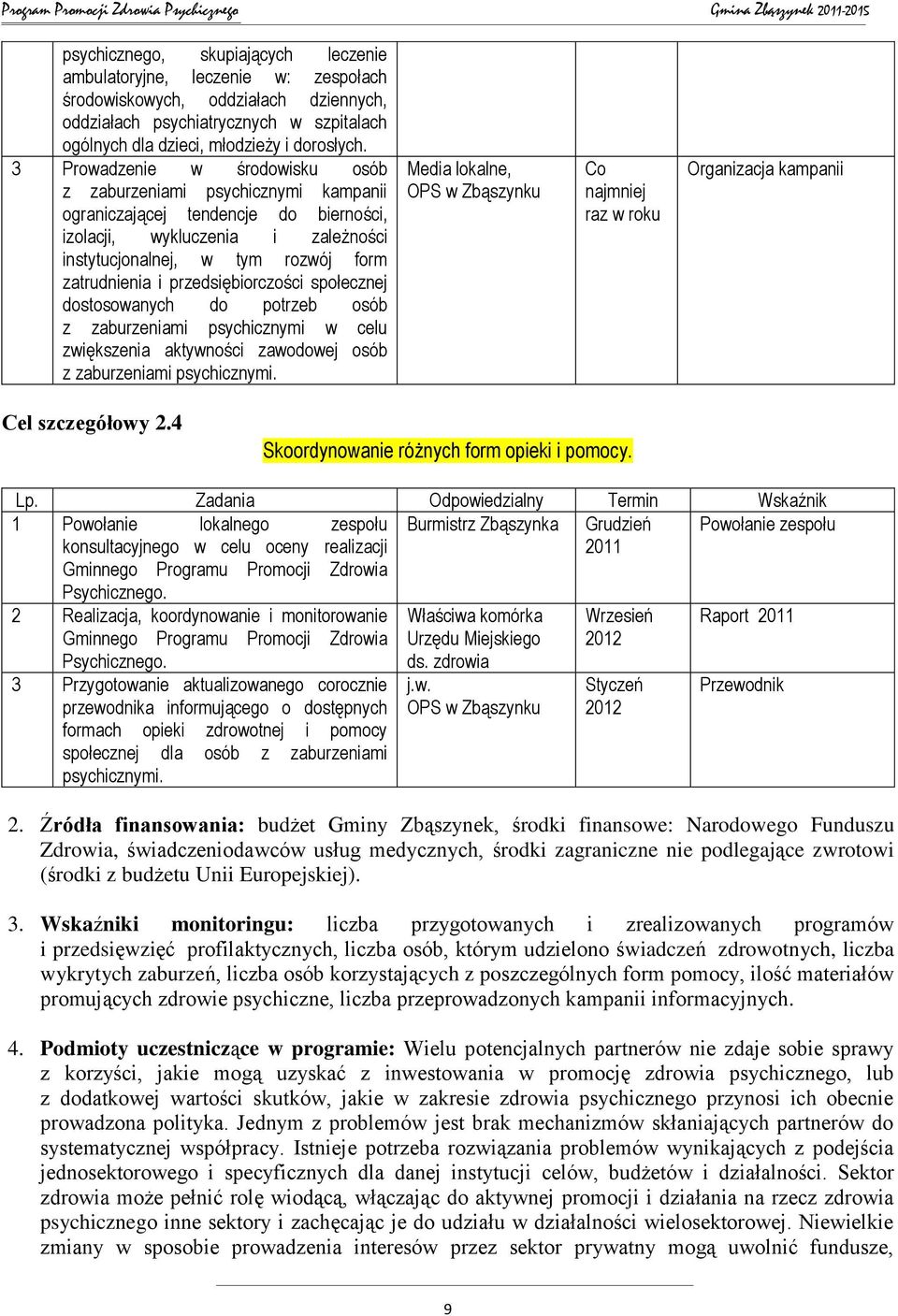 przedsiębiorczości społecznej dostosowanych do potrzeb osób z zaburzeniami psychicznymi w celu zwiększenia aktywności zawodowej osób z zaburzeniami psychicznymi.