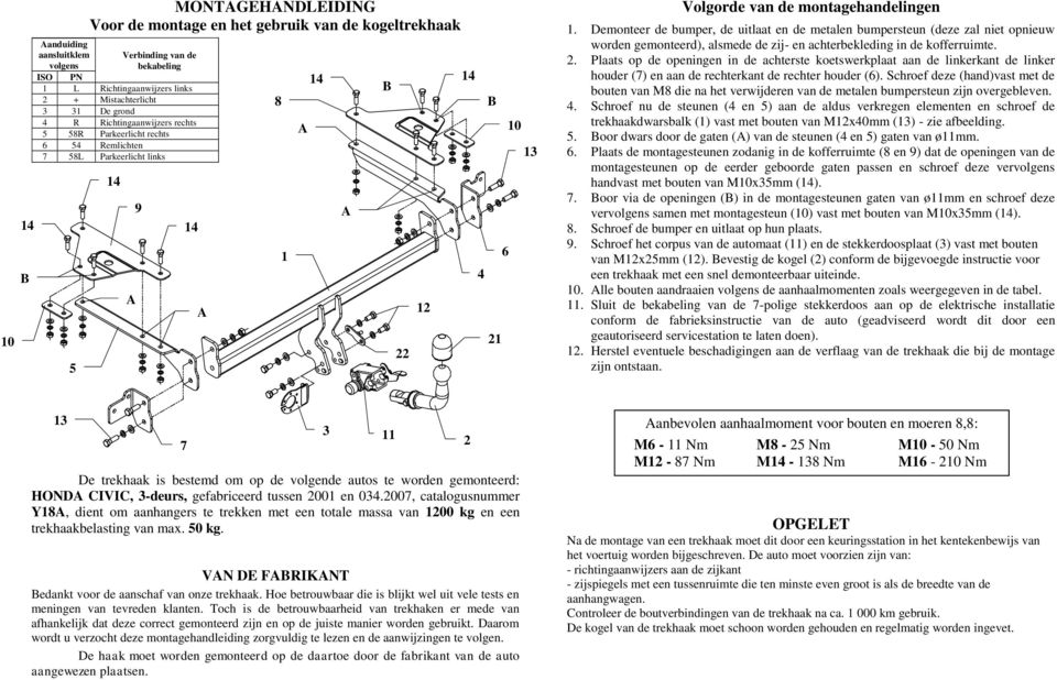 Demonteer de bumper, de uitlaat en de metalen bumpersteun (deze zal niet opnieuw worden gemonteerd), alsmede de zij- en achterbekleding in de kofferruimte.