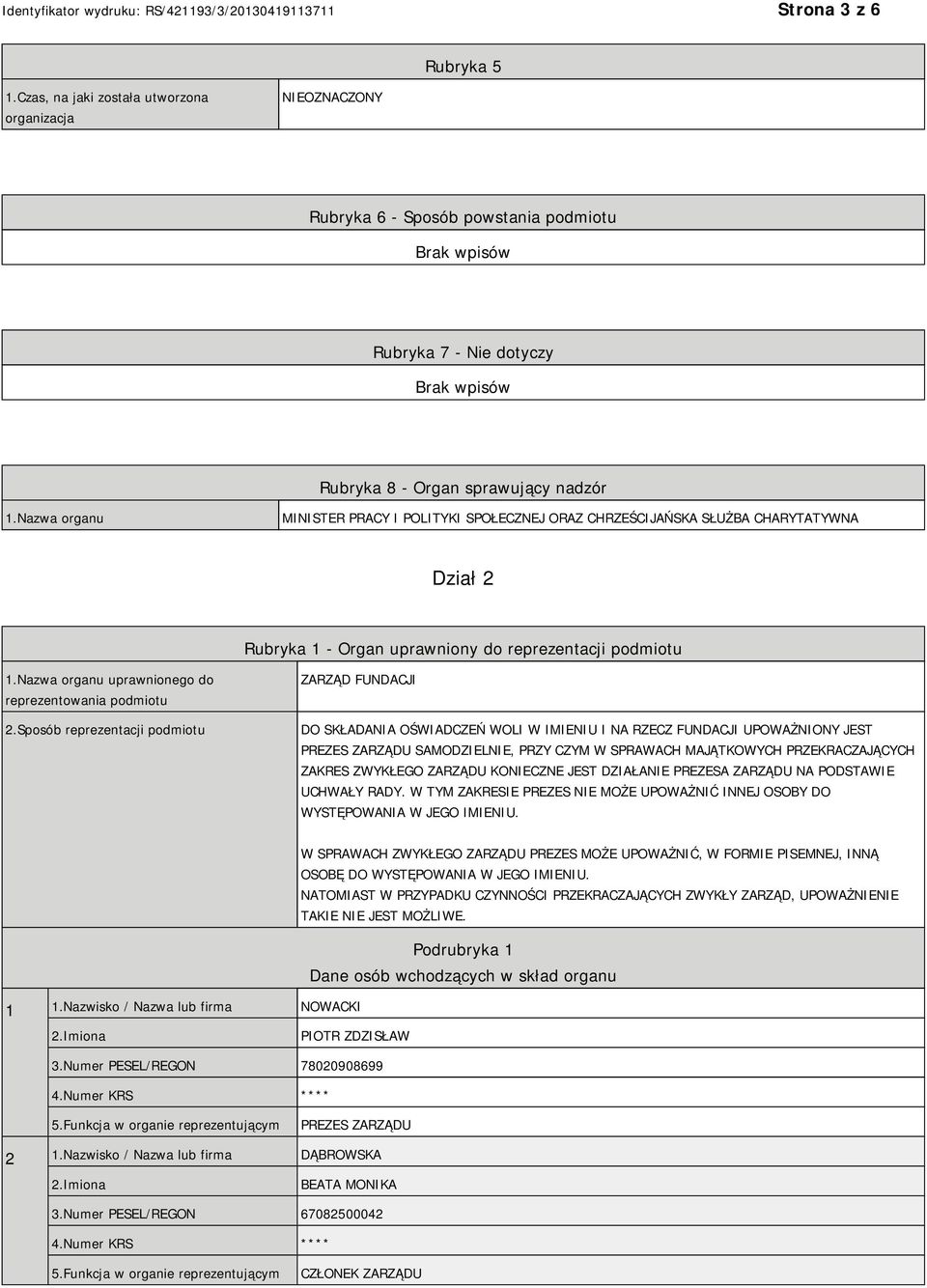 Nazwa organu uprawnionego do reprezentowania podmiotu 2.