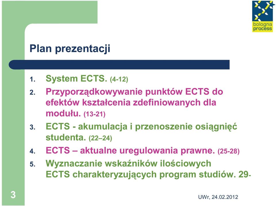 (13-21) 3. ECTS - akumulacja i przenoszenie osiągnięć studenta. (22 24) 4.