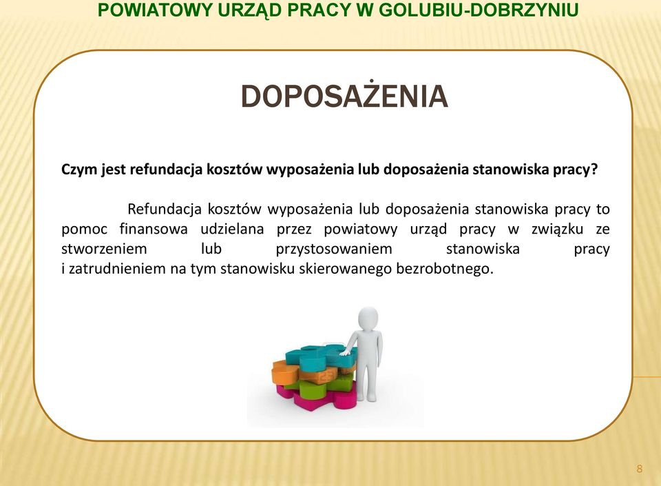 Refundacja kosztów wyposażenia lub doposażenia stanowiska pracy to pomoc finansowa