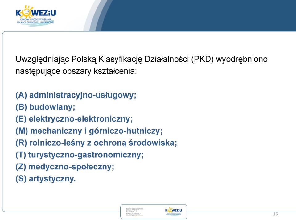 elektryczno-elektroniczny; (M) mechaniczny i górniczo-hutniczy; (R)