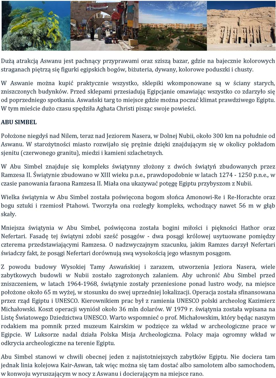 Przed sklepami przesiadują Egipcjanie omawiając wszystko co zdarzyło się od poprzedniego spotkania. Aswański targ to miejsce gdzie można poczuć klimat prawdziwego Egiptu.