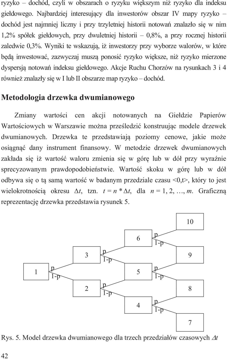 rocznej historii zaledwie 0,3%. Wyniki te wskazuj, i inwestorzy rzy wyborze walorów, w które b d inwestowa, zazwyczaj musz onosi ryzyko wi ksze, ni ryzyko mierzone dysersj notowa indeksu gie dowego.