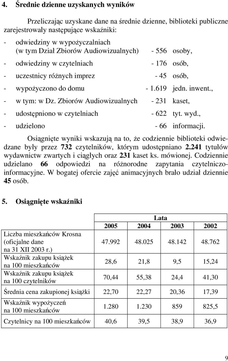 Zbiorów Audiowizualnych - 231 kaset, - udostępniono w czytelniach - 622 tyt. wyd., - udzielono - 66 informacji.