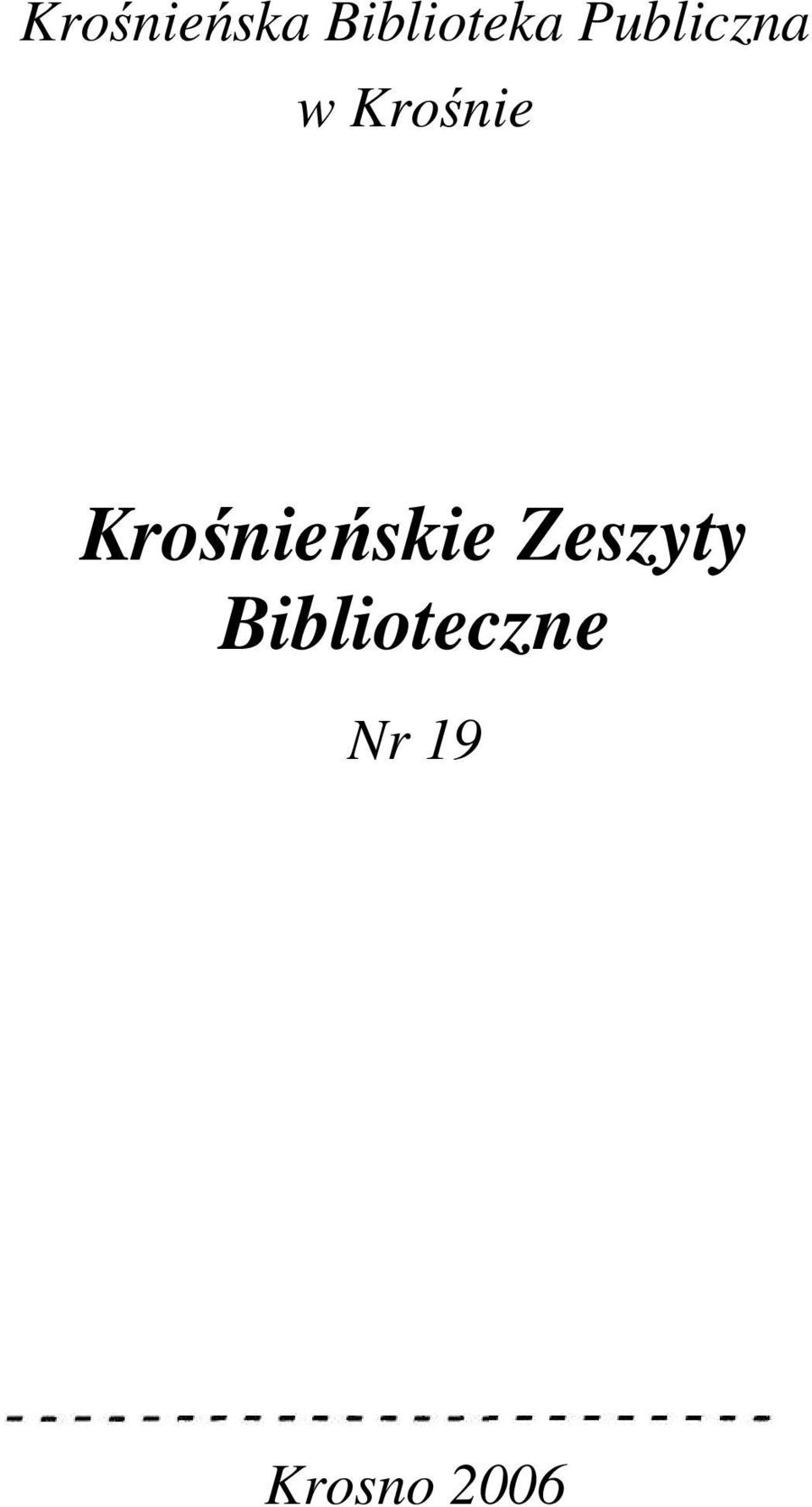 Krośnieńskie Zeszyty