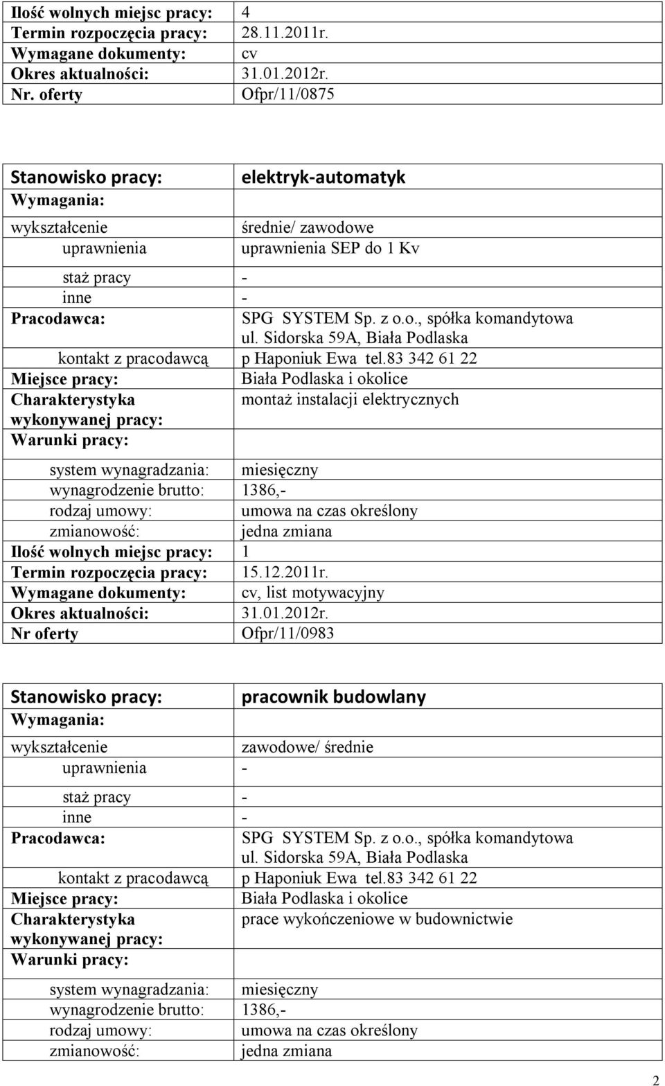 instalacji elektrycznych umowa na czas określony, list motywacyjny