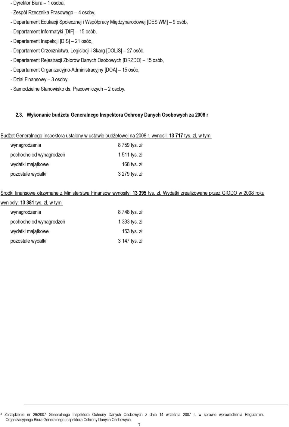 Organizacyjno-Administracyjny [DOA] 15 osób, - Dział Finansowy 3 