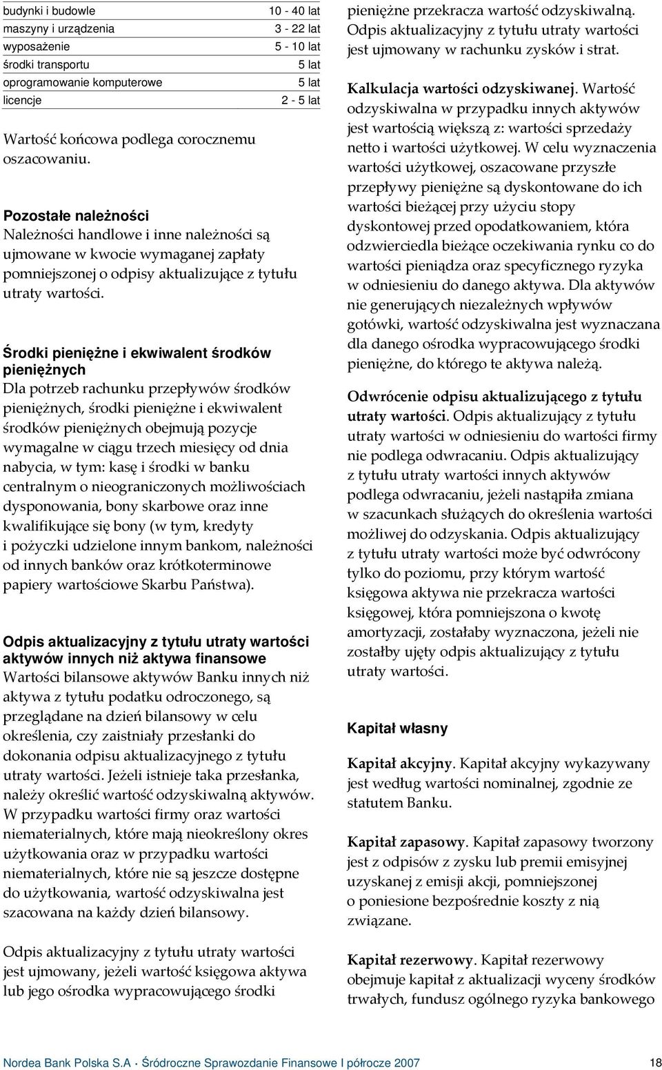 5 lat 5 lat 2-5 lat Środki pieniężne i ekwiwalent środków pieniężnych Dla potrzeb rachunku przepływów środków pieniężnych, środki pieniężne i ekwiwalent środków pieniężnych obejmują pozycje wymagalne