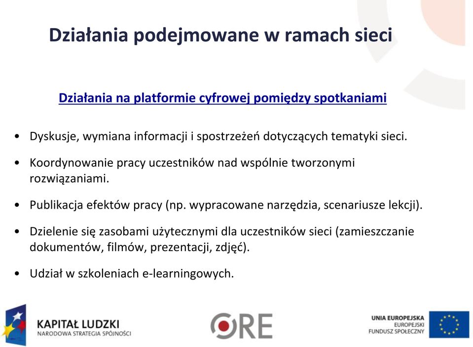 Koordynowanie pracy uczestników nad wspólnie tworzonymi rozwiązaniami. Publikacja efektów pracy (np.