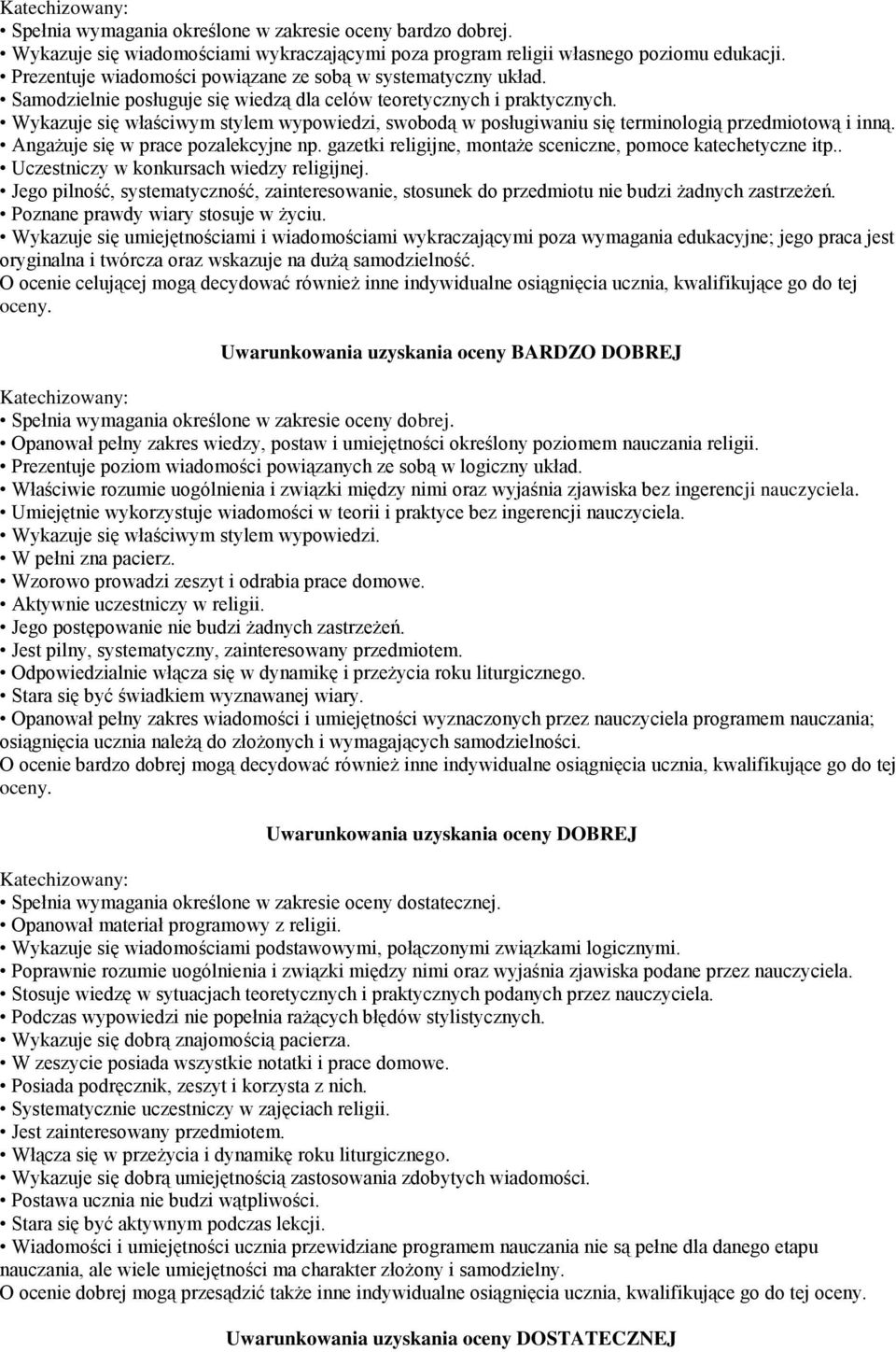 Wykazuje się właściwym stylem wypowiedzi, swobodą w posługiwaniu się terminologią przedmiotową i inną. Angażuje się w prace pozalekcyjne np.