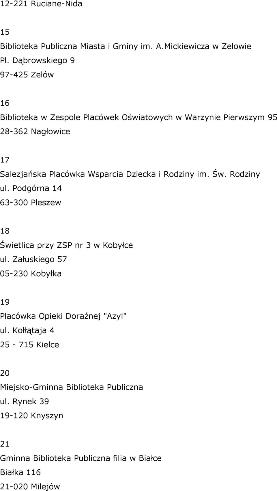 Wsparcia Dziecka i Rodziny im. Św. Rodziny ul. Podgórna 14 63-300 Pleszew 18 Świetlica przy ZSP nr 3 w Kobyłce ul.