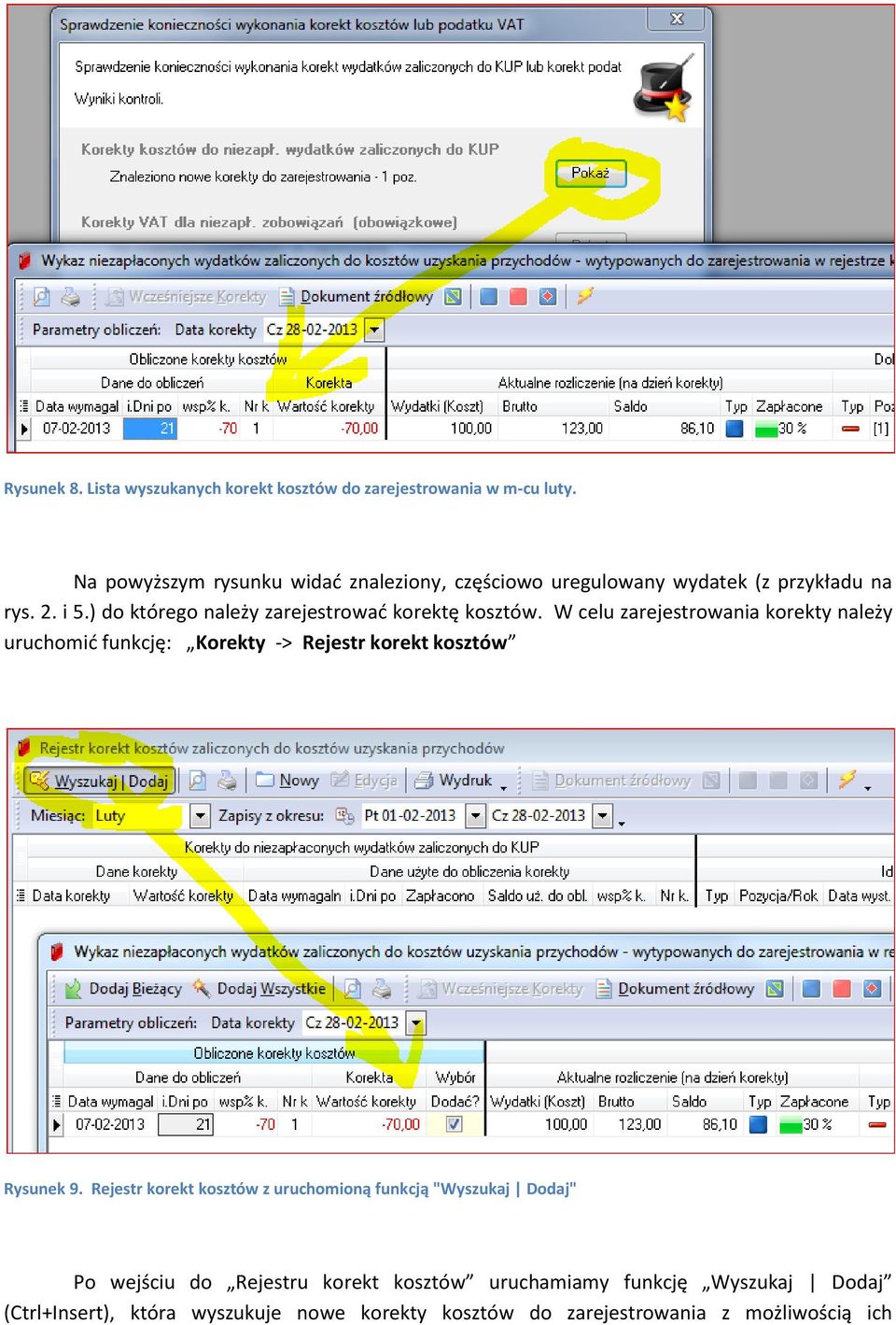 ) do którego należy zarejestrować korektę kosztów.