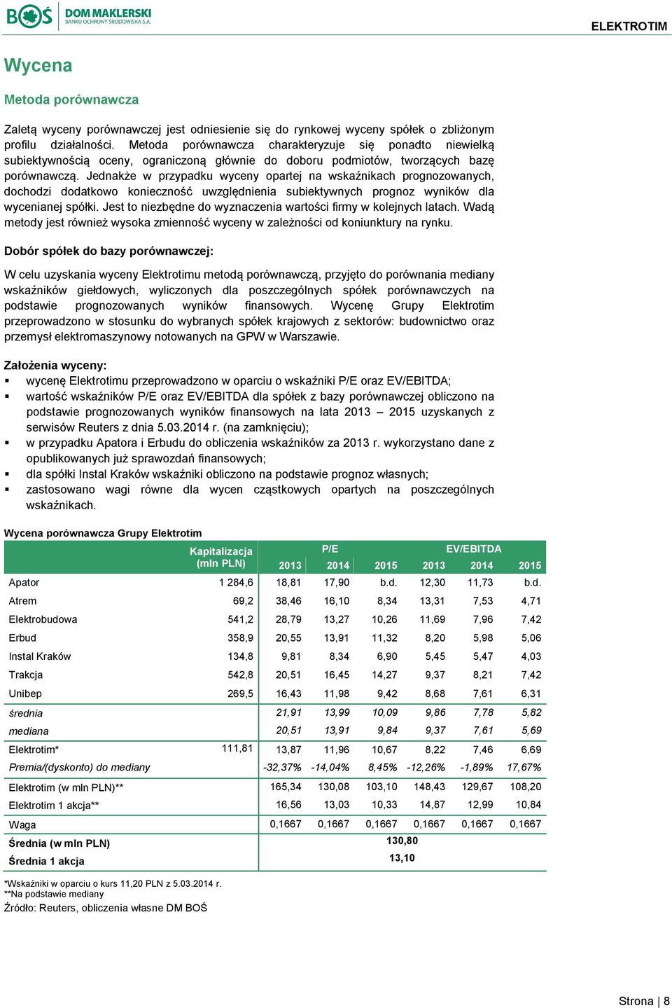 Jednakże w przypadku wyceny opartej na wskaźnikach prognozowanych, dochodzi dodatkowo konieczność uwzględnienia subiektywnych prognoz wyników dla wycenianej spółki.