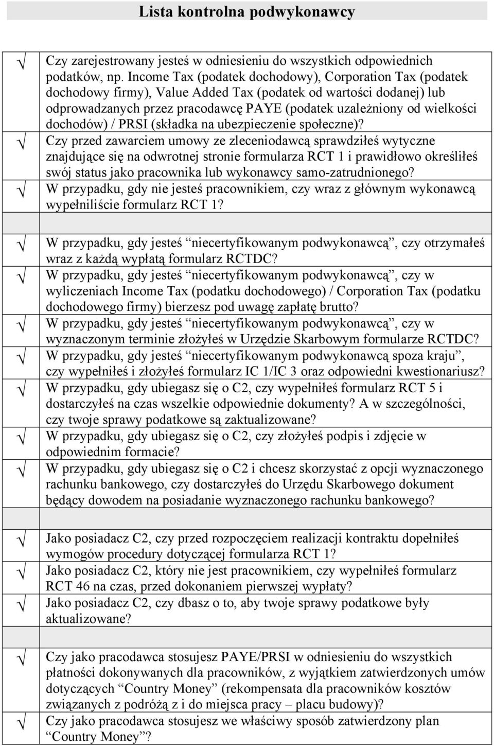 dochodów) / PRSI (składka na ubezpieczenie społeczne)?