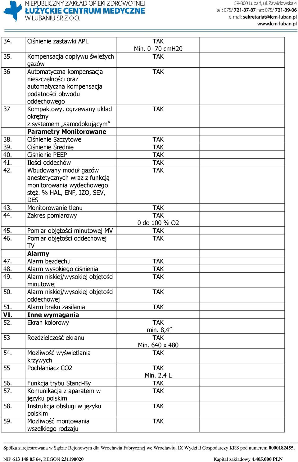 samodokującym Parametry Monitorowane 38. Ciśnienie Szczytowe 39. Ciśnienie Średnie 40. Ciśnienie PEEP 41. Ilości oddechów 42.