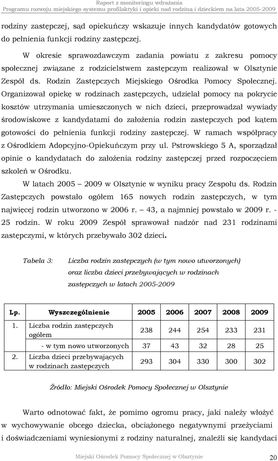 Organizował opiekę w rodzinach zastępczych, udzielał pomocy na pokrycie kosztów utrzymania umieszczonych w nich dzieci, przeprowadzał wywiady środowiskowe z kandydatami do założenia rodzin