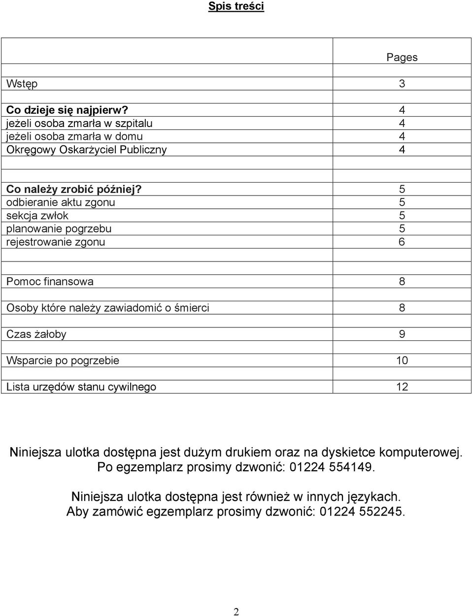 5 odbieranie aktu zgonu 5 sekcja zwłok 5 planowanie pogrzebu 5 rejestrowanie zgonu 6 Pomoc finansowa 8 Osoby które należy zawiadomić o śmierci 8 Czas żałoby