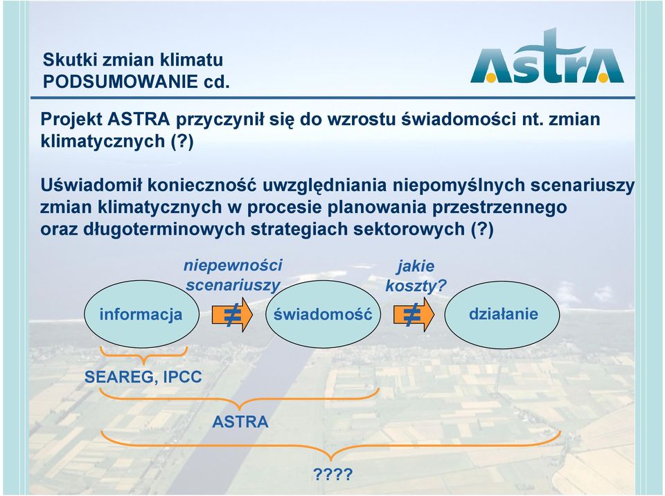 ) Uświadomił konieczność uwzględniania niepomyślnych scenariuszy zmian klimatycznych w procesie