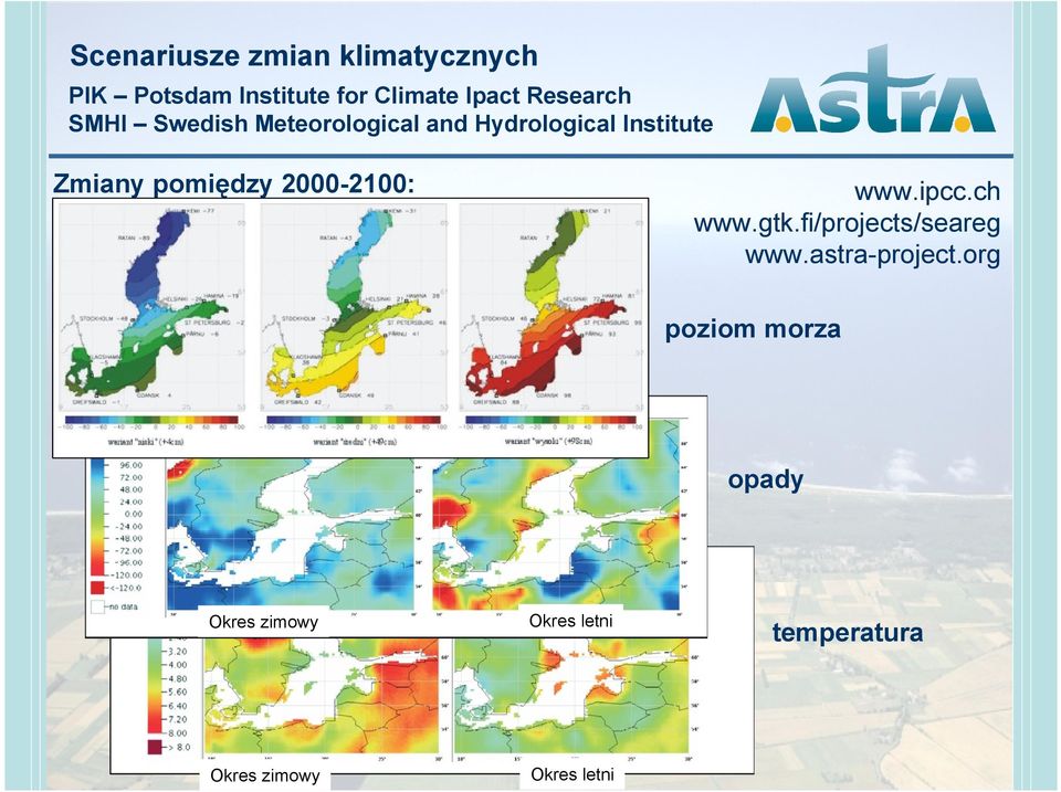 pomiędzy 2000-2100: www.ipcc.ch www.gtk.fi/projects/seareg www.astra-project.