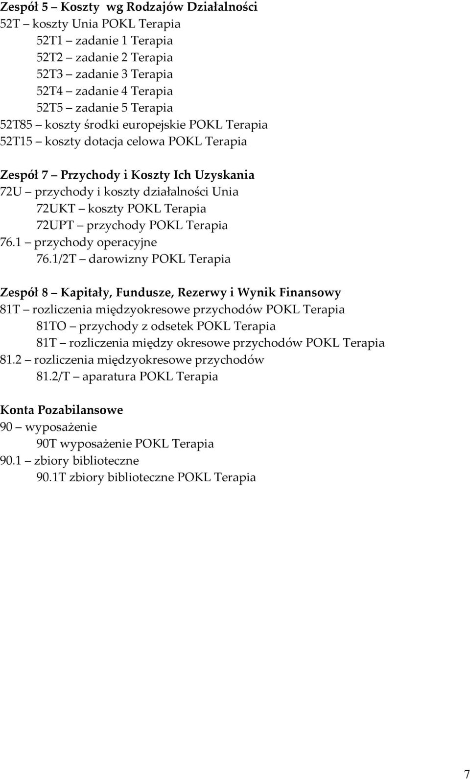 POKL Terapia 76.1 przychody operacyjne 76.