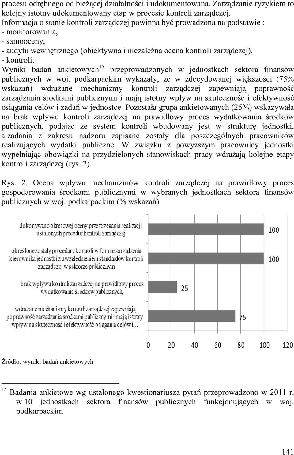 Wyniki bada ankietowych 15 przeprowadzonych w jednostkach sektora finansów publicznych w woj.